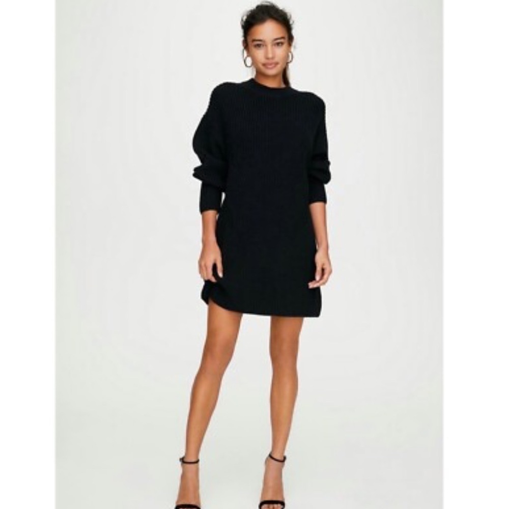 ARITZIA Wilfred Merino Wool Knit Sweater Dress Black Size Small